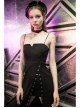 Steam Punk Female Black Hollow Metal Buckle Strap Long Dress