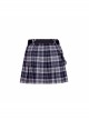 Steam Punk Female Casual Black Purple Lattice Strap Pleated Skirt