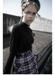 Steam Punk Female Casual Black Purple Lattice Strap Pleated Skirt