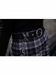 Steam Punk Female Casual Black Purple Lattice Strap Pleated Skirt
