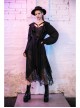 Steam Punk Female Black Strap Lace Mesh Stitching Long Dress