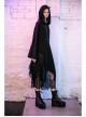 Steam Punk Female Black Strap Lace Mesh Stitching Long Dress