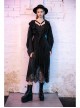 Steam Punk Female Black Strap Lace Mesh Stitching Long Dress