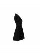 Steam Punk Female Black V-neck High Waist Belted Pleated Dress