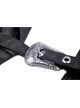 Lapel Metal Buckle Belt Lantern Sleeve Frill Hem Black Gothic Long Coat
