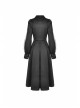 Lapel Metal Buckle Belt Lantern Sleeve Frill Hem Black Gothic Long Coat