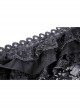 Frill Collar Front Chest Metal Hasp Flare Sleeve Swallowtail Hem Black Gothic Lace Coat