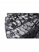 Frill Collar Front Chest Metal Hasp Flare Sleeve Swallowtail Hem Black Gothic Lace Coat
