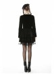 White Lace Doll Collar Front Chest Bow Heart-Shape Button Long Sleeve Black Gothic Short Jacket