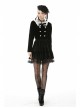 White Lace Doll Collar Front Chest Bow Heart-Shape Button Long Sleeve Black Gothic Short Jacket