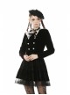 White Lace Doll Collar Front Chest Bow Heart-Shape Button Long Sleeve Black Gothic Short Jacket