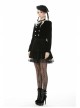 White Lace Doll Collar Front Chest Bow Heart-Shape Button Long Sleeve Black Gothic Short Jacket