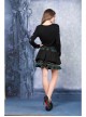 Metal Nail Strap Green Plaids Hem Black Punk Pleated Skirt