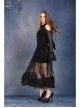 Side Lace-Up Lace Frill Hem Black Gothic Chiffon Long Skirt