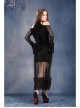 Side Lace-Up Lace Frill Hem Black Gothic Chiffon Long Skirt