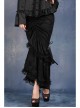 Side Lace-Up Lace Pleated Hem Black Gothic Packet Hip Long Skirt