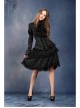 Side Lace-Up Lace Pleated Hem Black Gothic Packet Hip Long Skirt