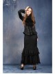 Side Lace-Up Lace Pleated Hem Black Gothic Packet Hip Long Skirt