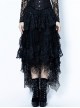 Messy Mesh Lace Irregular Hem Black Punk Long Skirt