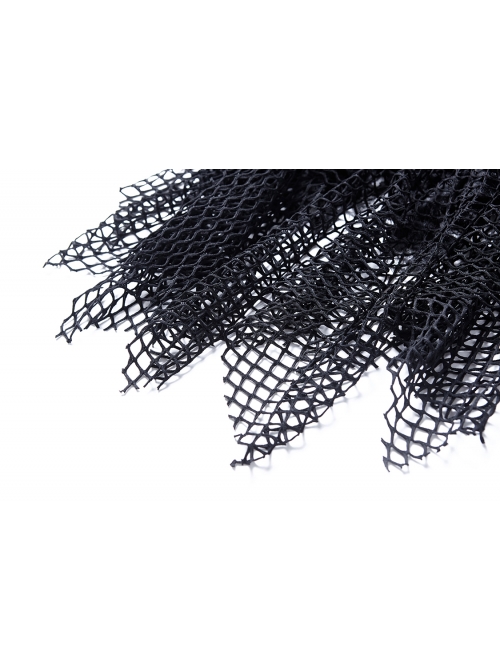 Messy Mesh Lace Irregular Hem Black Punk Long Skirt