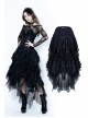 Messy Mesh Lace Irregular Hem Black Punk Long Skirt