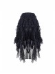 Messy Mesh Lace Irregular Hem Black Punk Long Skirt