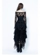 Messy Mesh Lace Irregular Hem Black Punk Long Skirt