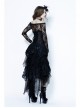 Messy Mesh Lace Irregular Hem Black Punk Long Skirt