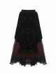 Black Red Gothic Lace-Up Wave Velvet Lace Hem Maxi Skirt