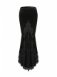 Black Gothic Frill Lace Fishtail Hem Velvet Tight Maxi Skirt