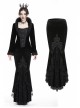 Black Gothic Frill Lace Fishtail Hem Velvet Tight Maxi Skirt
