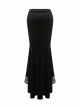 Black Gothic Frill Lace Fishtail Hem Velvet Tight Maxi Skirt
