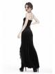 Black Gothic Frill Lace Fishtail Hem Velvet Tight Maxi Skirt
