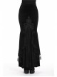 Black Gothic Frill Lace Fishtail Hem Velvet Tight Maxi Skirt