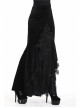 Black Gothic Frill Lace Fishtail Hem Velvet Tight Maxi Skirt