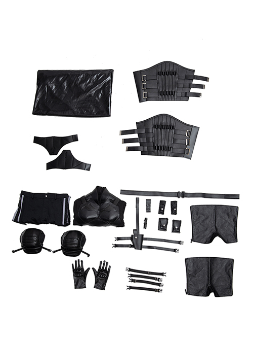 The Batman Bruce Wayne Black Battle Suit Halloween Cosplay Costume Set