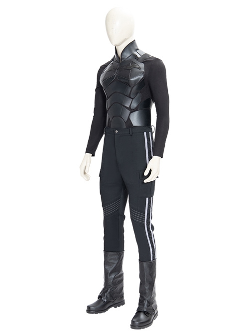 The Batman Bruce Wayne Black Battle Suit Halloween Cosplay Costume Set