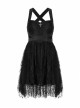 Steam Punk Female Black Lace Mesh Stitching Strap Dress