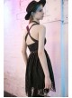 Steam Punk Female Black Lace Mesh Stitching Strap Dress