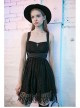 Steam Punk Female Black Lace Mesh Stitching Strap Dress