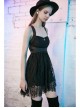 Steam Punk Female Black Lace Mesh Stitching Strap Dress