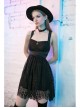 Steam Punk Female Black Lace Mesh Stitching Strap Dress