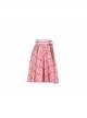 Steam Punk Female Pink White Lattice PU Leather Belt Metal Pendant Pleated Skirt