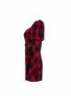 Steam Punk Female Black Red Lattice High Waist Long Sleeve Belted Dress