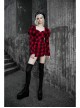 Steam Punk Female Black Red Lattice High Waist Long Sleeve Belted Dress