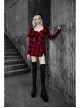 Steam Punk Female Black Red Lattice High Waist Long Sleeve Belted Dress
