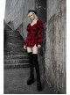 Steam Punk Female Black Red Lattice High Waist Long Sleeve Belted Dress