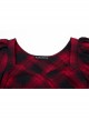 Steam Punk Female Black Red Lattice High Waist Long Sleeve Belted Dress