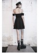 Steam Punk Female Black Hollow Off-the-shoulder High Waist Dress