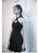 Steam Punk Female Black Hollow Off-the-shoulder High Waist Dress